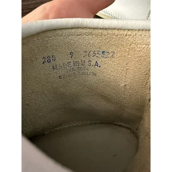 Vintage Genuine Leather USA Made White Fringe Ankle Moccasins SZ. 9 - Picture 3 of 9